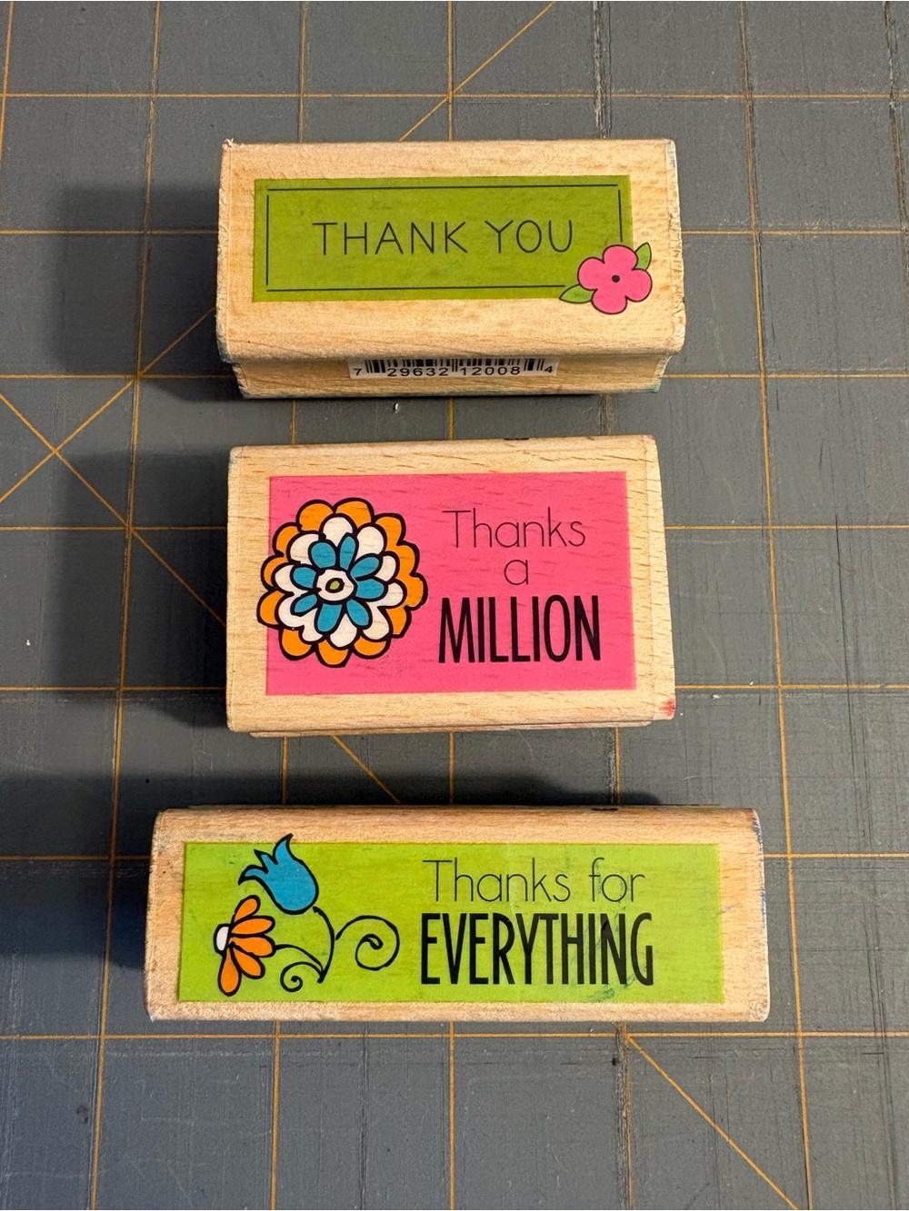 3pc Thank You rubber stamp set